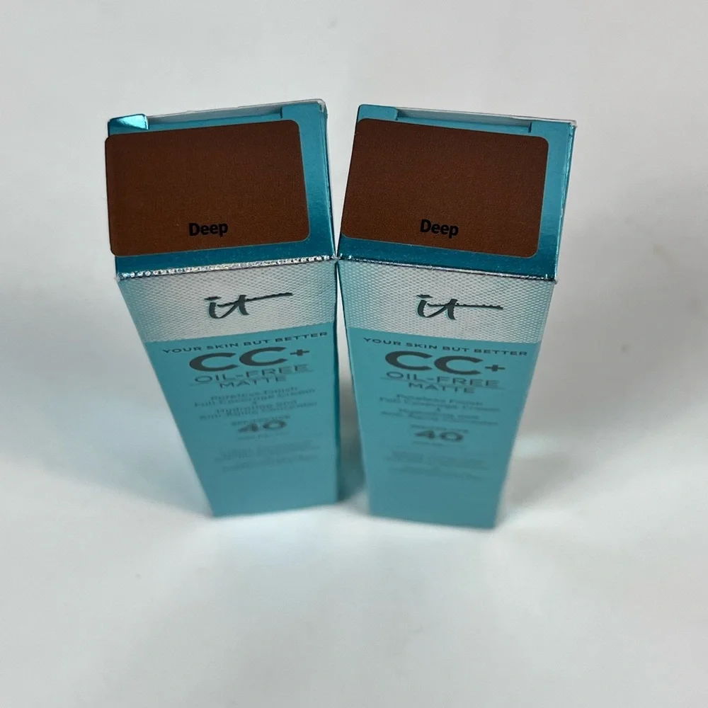 It Cosmetics CC+ Oil-Free Matte Deep SPF 40 Full Coverage Cream Lot of 2 New